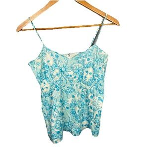 Vintage Lilly Pulitzer Tank Top Spaghetti Women 8 Blue Golden Lion Y2K Coastal